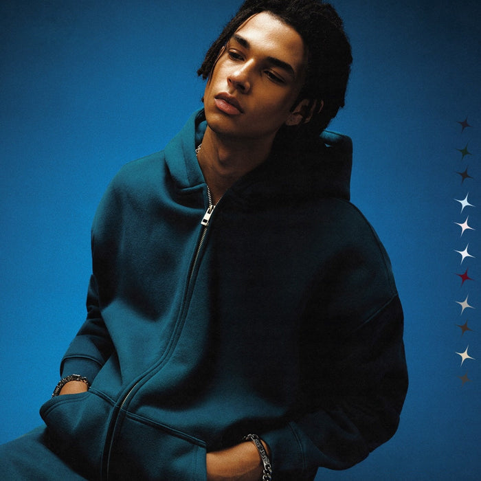 21Dripzz Essential Zip Hoodie - Teal Blue