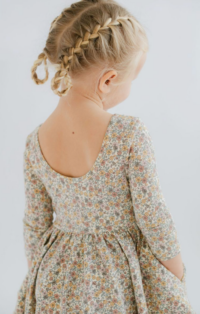 3/4 Sleeve Twirl Dress in Bella Brown