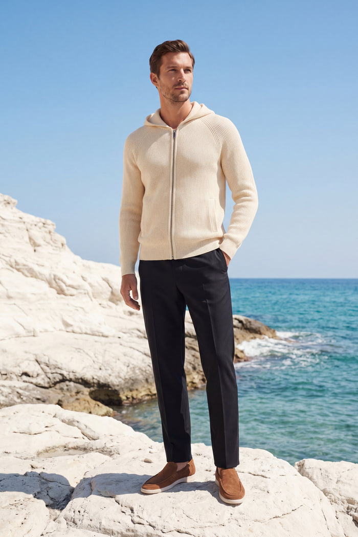 Amalfi Merino Hooded Sweater Beige