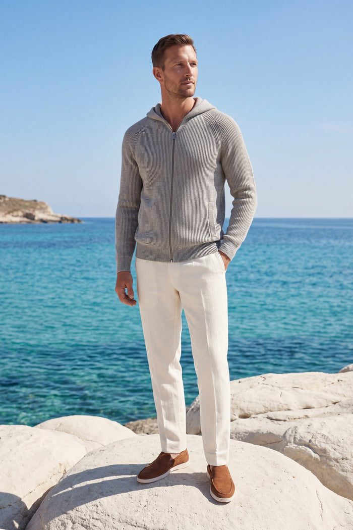 Amalfi Merino Hooded Sweater Grey