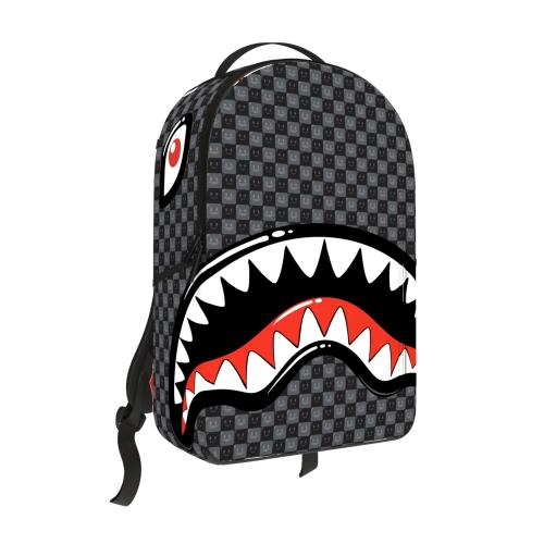B8633 SPRAYGROUND SHARKS IN PARIS WTF BUBBLY BLACK CHECK BACKPACK