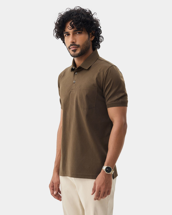 Bear Brown Textured Polo - Min Jun