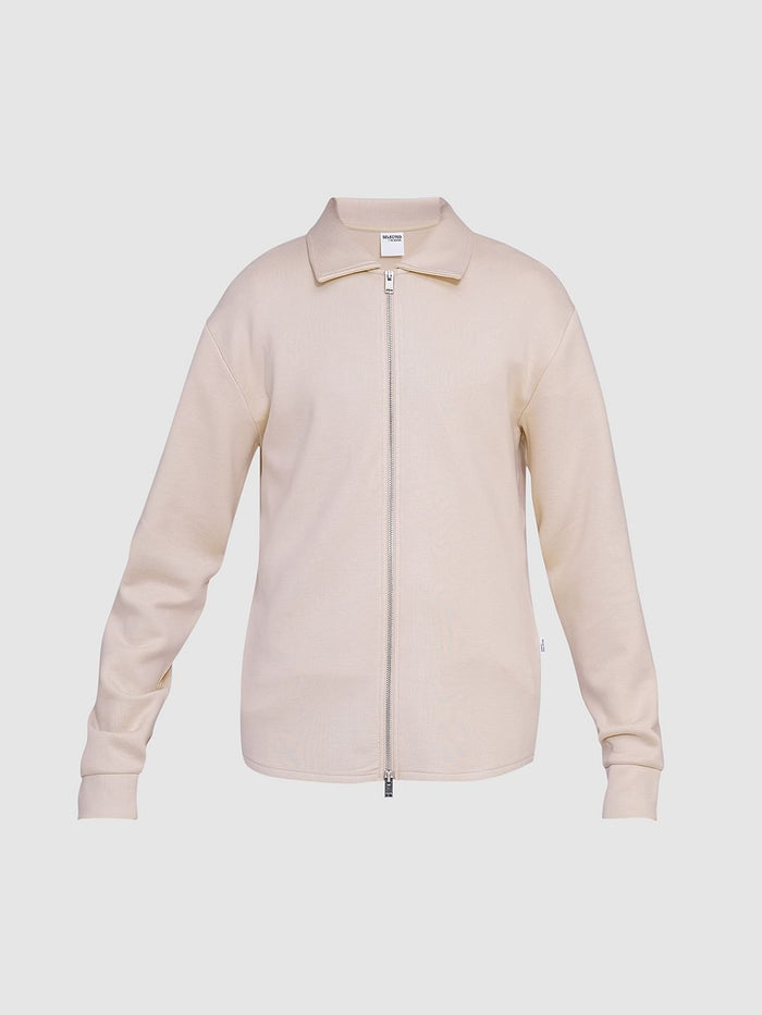 Beige Full Zip Sweat Jacket