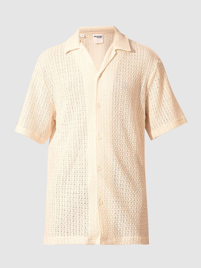 Beige Organic Cotton Jacquard Shirt