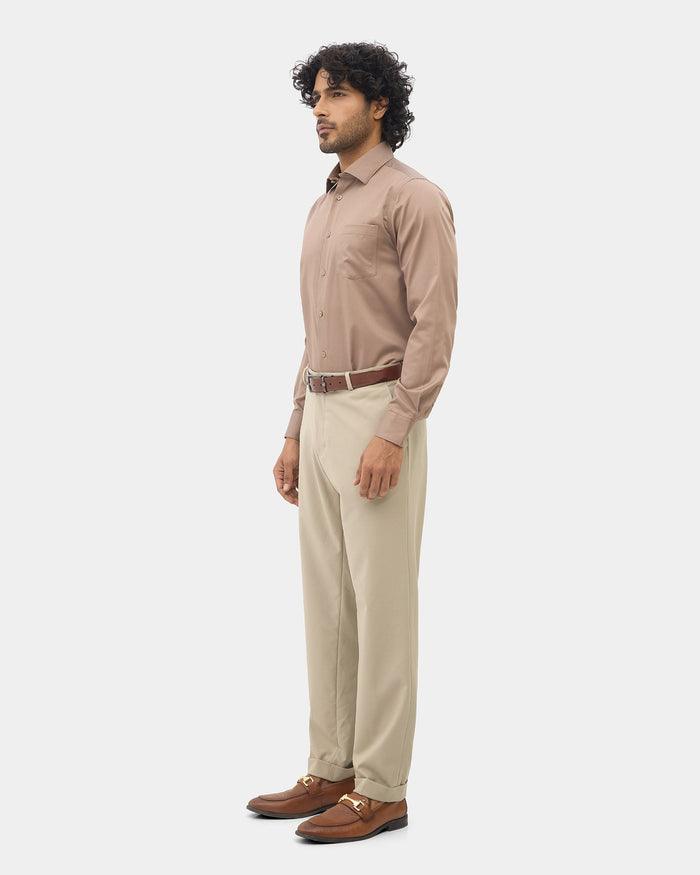 Beige Solid Shirt - Sylvia