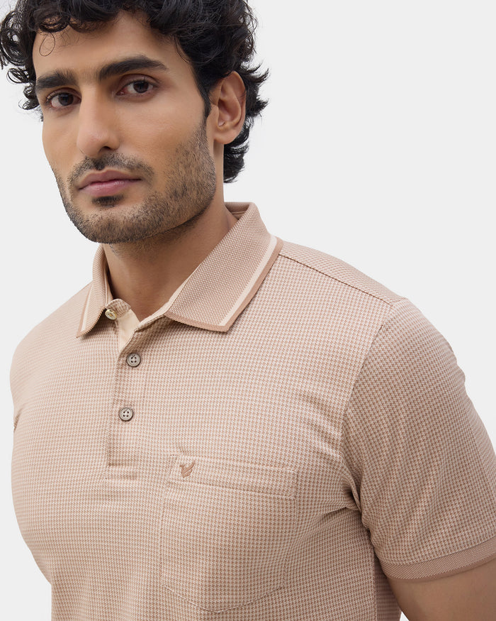 Beige Textured Polo - Bomi