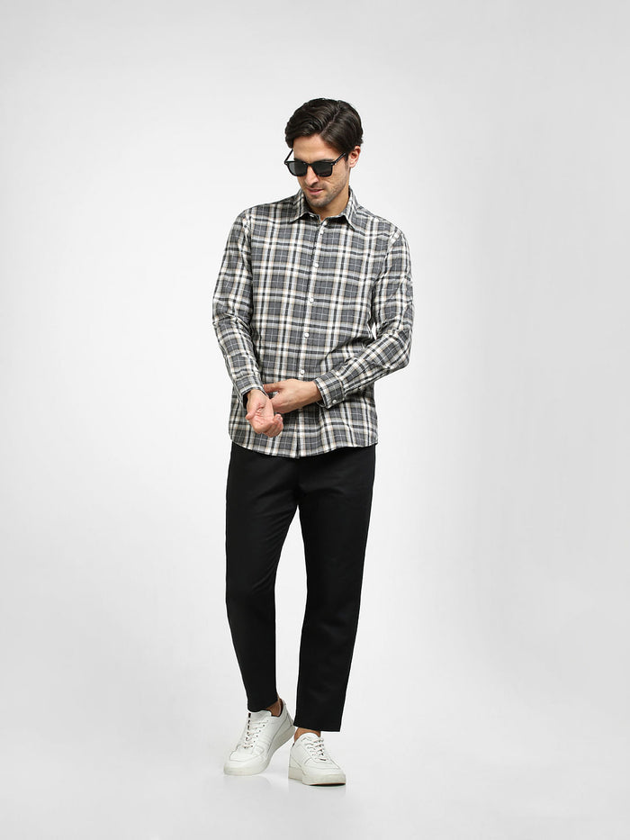 Black Mid Rise Linen Blend Pants