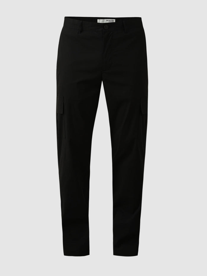 Black Mid Rise Regular Fit Cargos