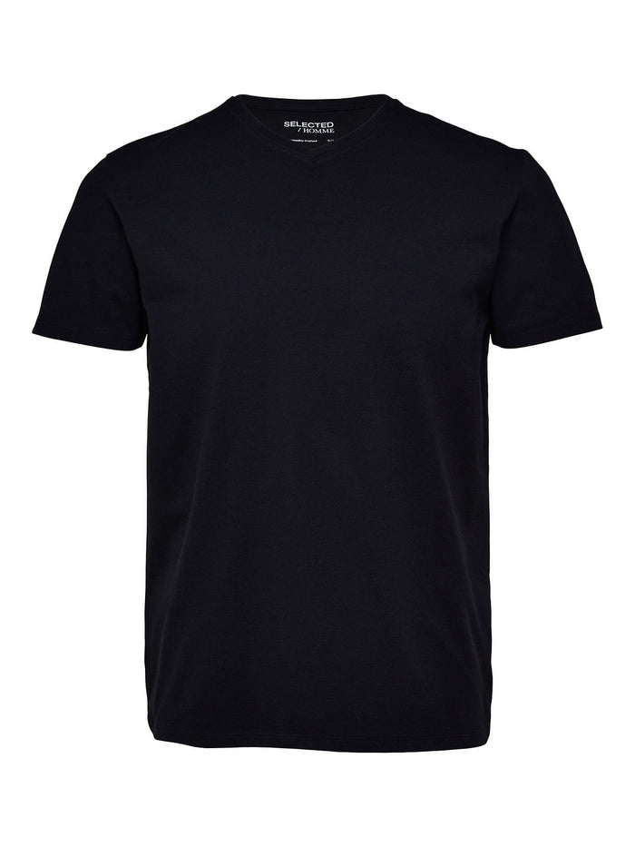 Black Organic Cotton V-Neck T-shirt