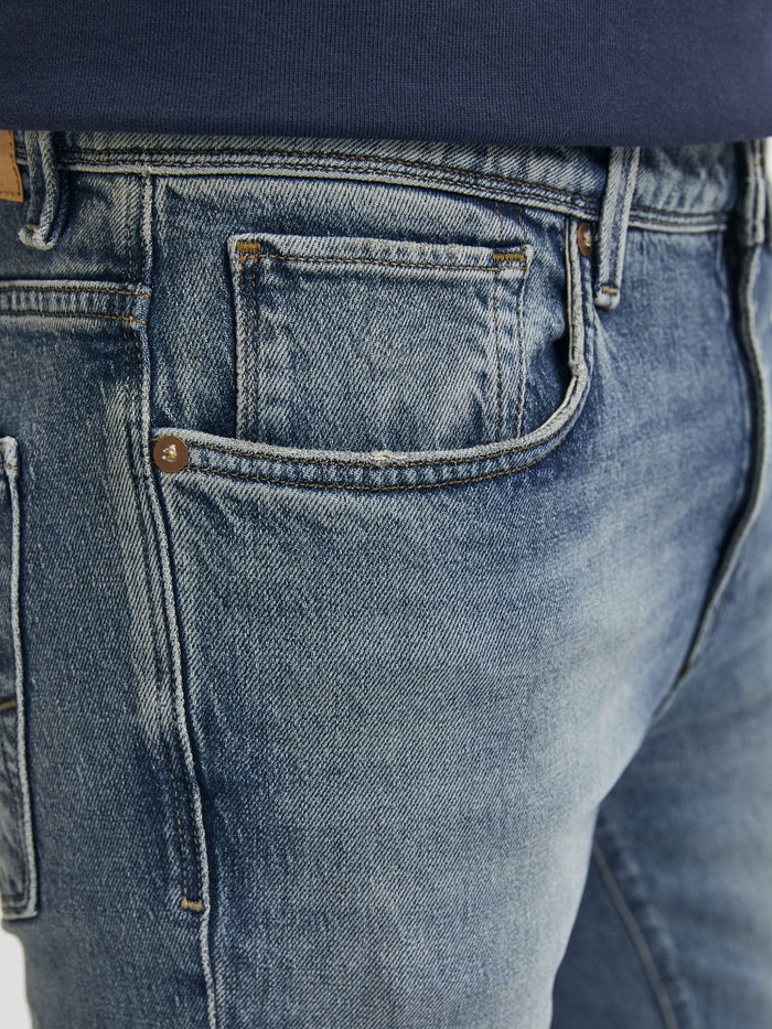 Blue Mid Rise Leon Slim Fit Jeans