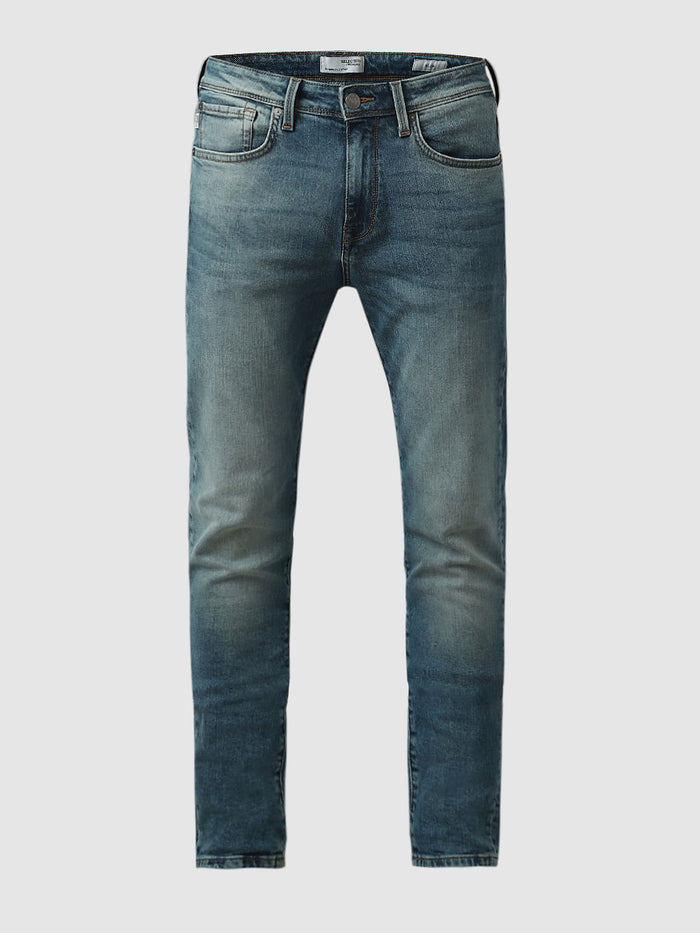Blue Mid Rise Washed Slim Fit Jeans