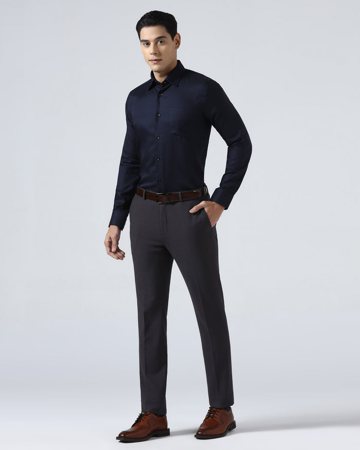 Blue Non Iron Textured Shirt - Elodie
