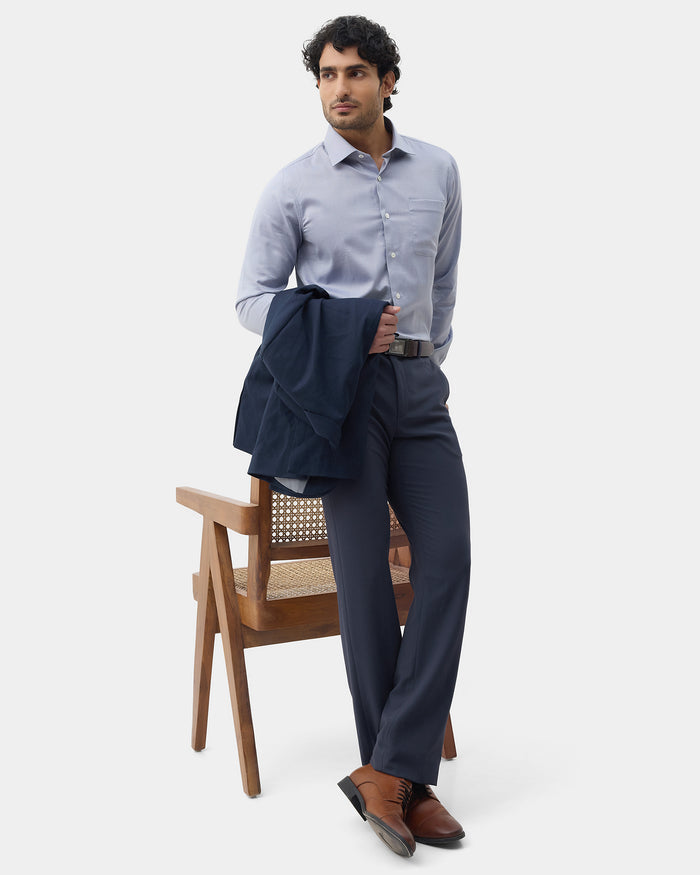 Blue Technowaist Textured Trouser - Girard