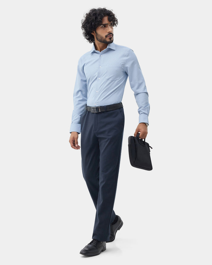 Blue Unwrinkle Textured Shirt - Russel E