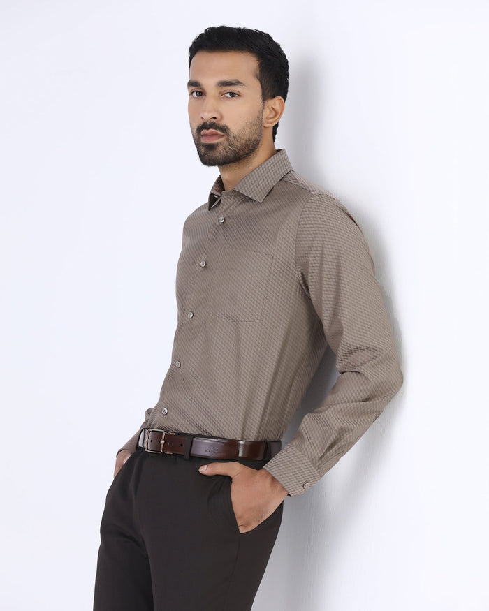 Brown Non Iron Textured Shirt - Esme