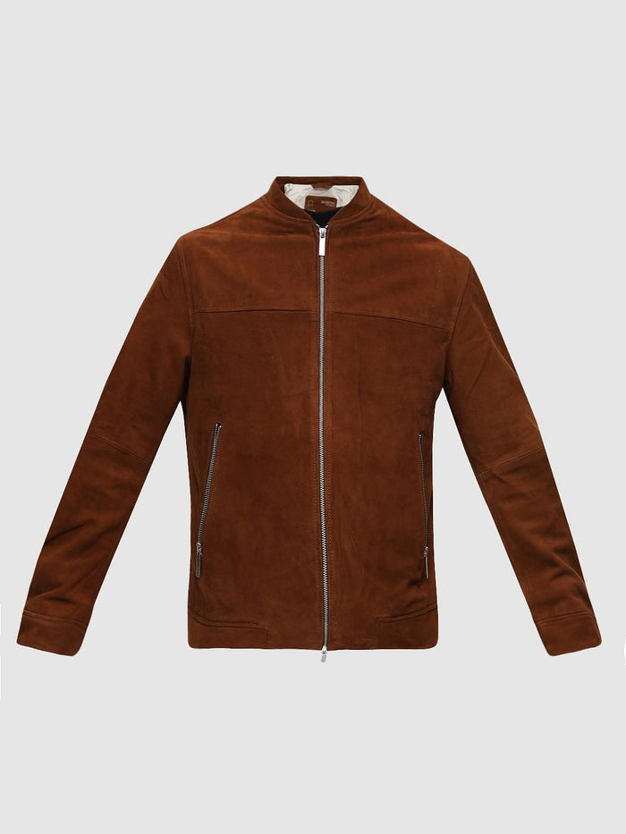 Brown Suede Bomber Jacket