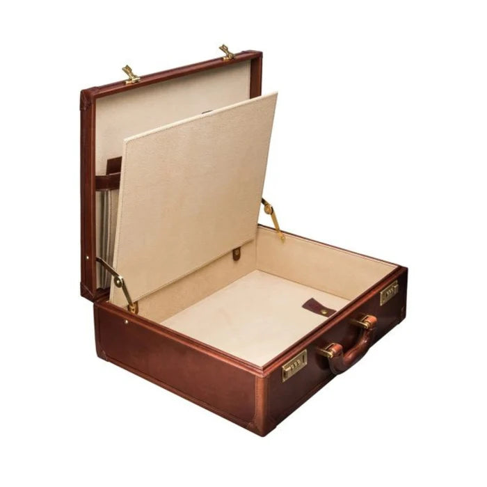 Buroni Large Leather Attaché Case for Men