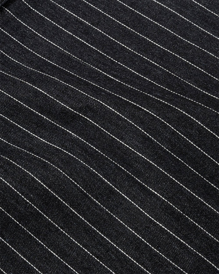 CASINO SHORT BLACK - black pinstripe shorts, detail close-up - Cold Culture
