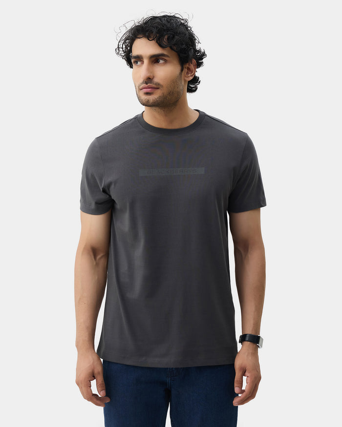 Charcoal Grey Crew Neck Printed T-Shirt - Marimo