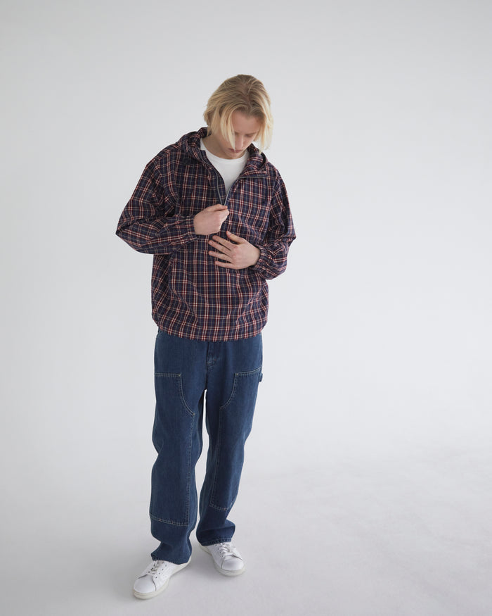 Cotton Plaid Anorak Red
