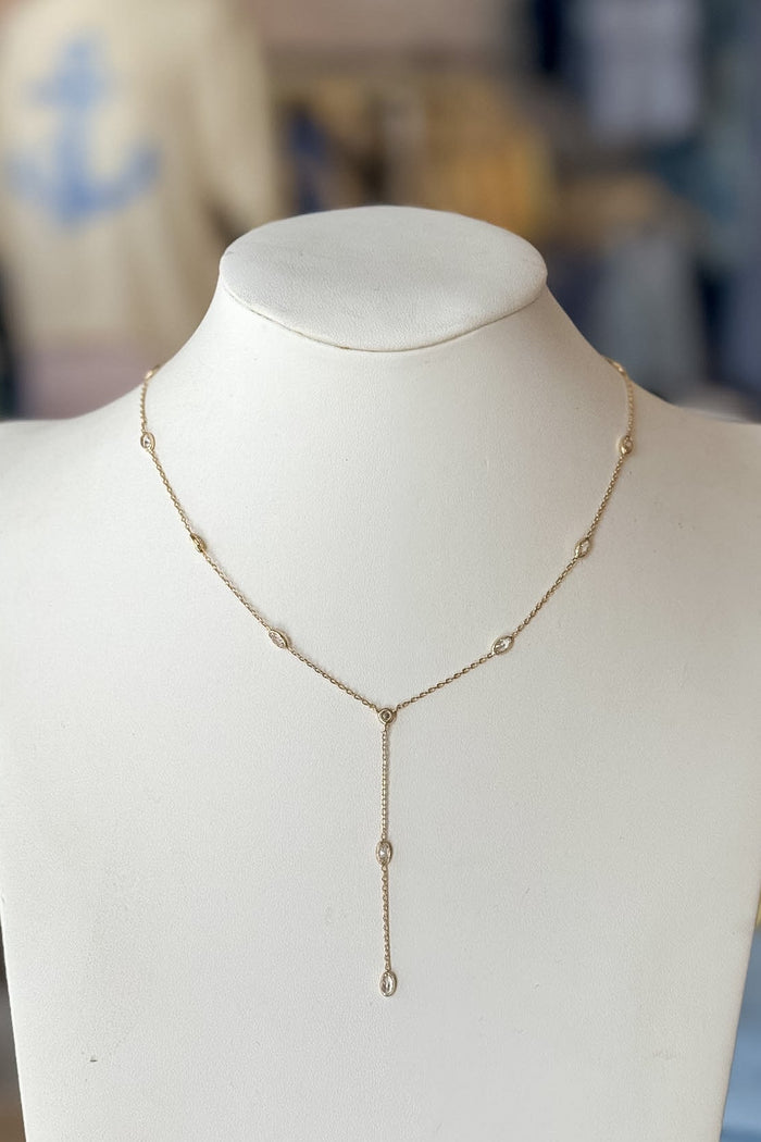 CZ and Gold Drop Necklace, Necklace, Adeline Boutique, Dallas Boutique, Jewelry, Accessories, Boutique Jewelry
