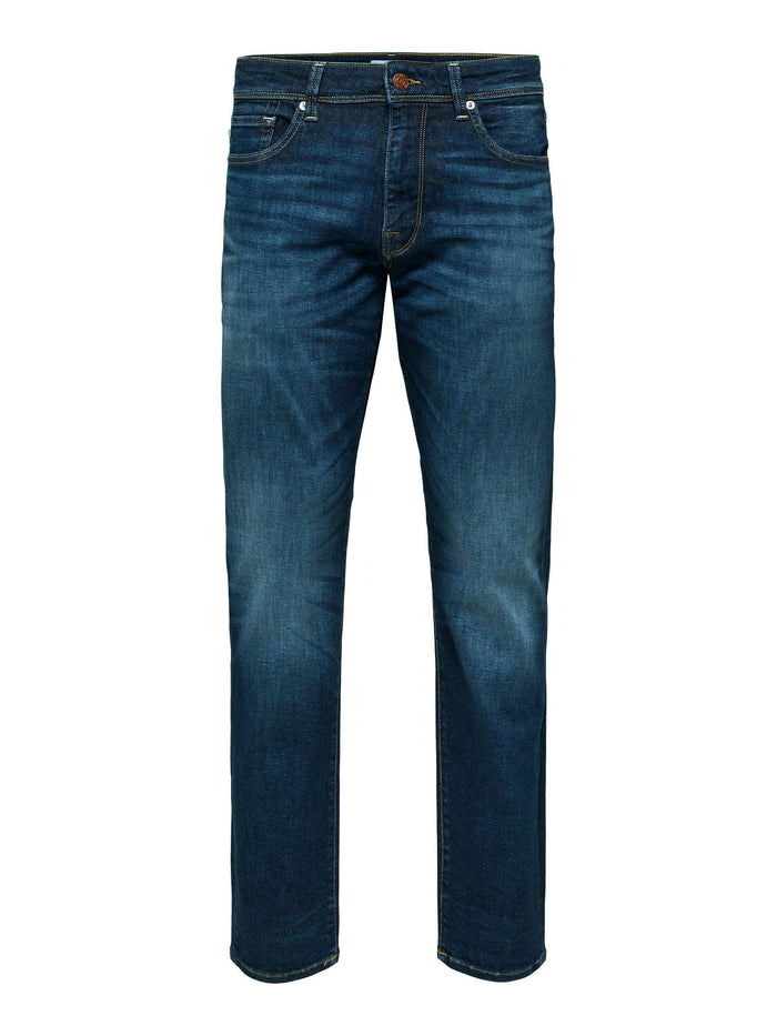 Dark Blue Mid Rise Scott Straight Fit Jeans