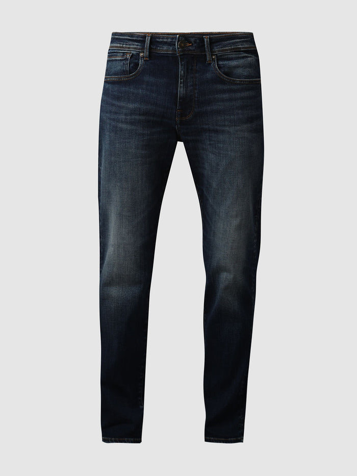 Dark Blue Mid Rise Scott Straight Fit Jeans
