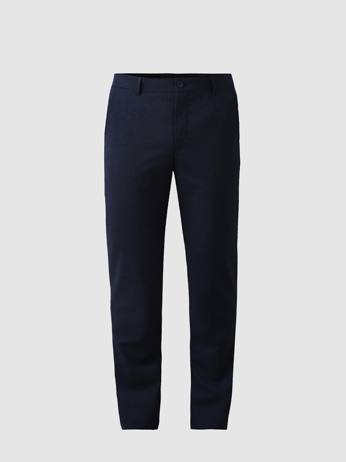 Dark Blue Mid Rise Suit-Set Trousers