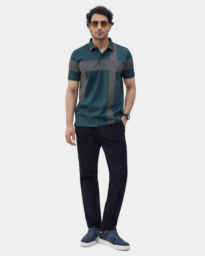Dark Green Printed Polo - Muki