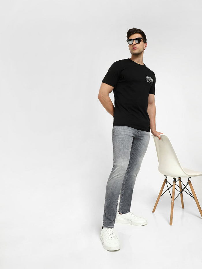 Dark Grey Mid Rise Leon Slim Fit Jeans