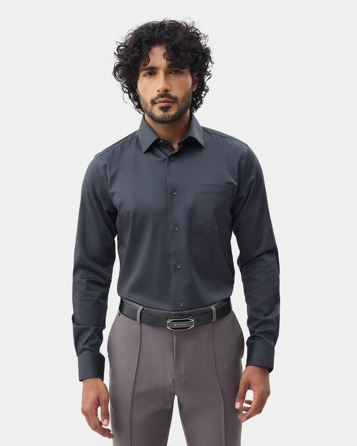 Dark Grey Solid Shirt - Sylvia