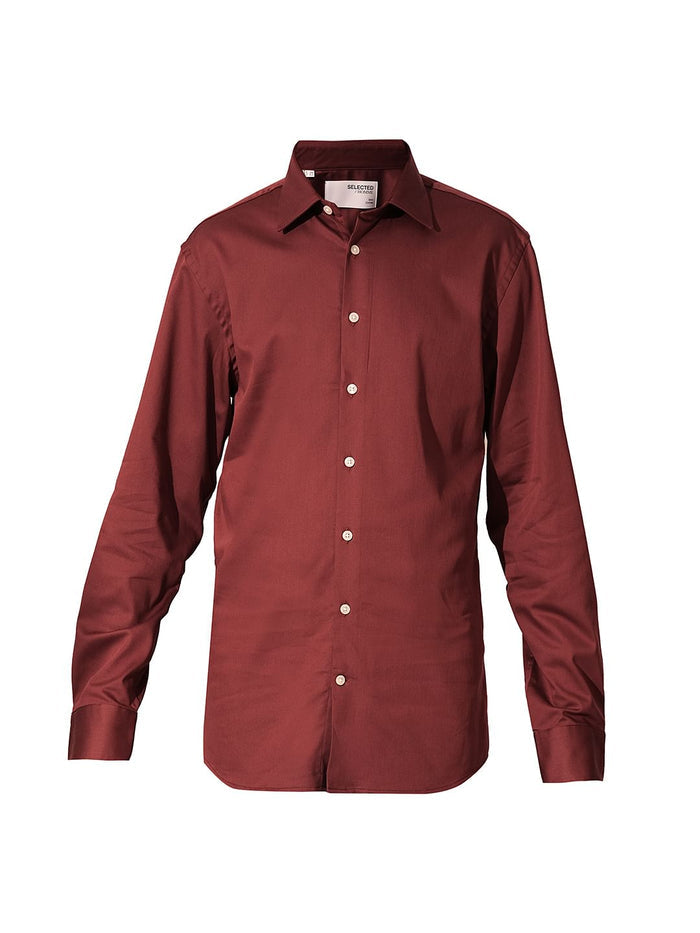 Dark Red Organic Cotton Slim Fit Shirt