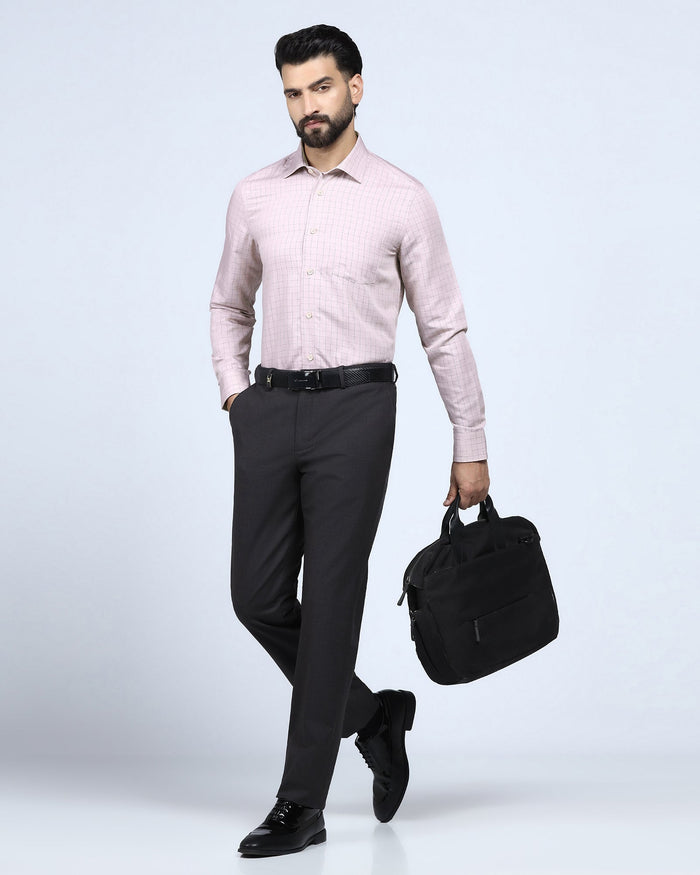 Dusty Pink Linen Check Shirt - Kayson