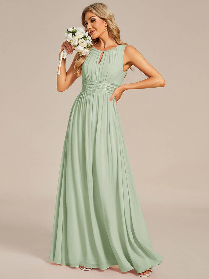 Elegant Pleated Sequin Bridesmaids Dress