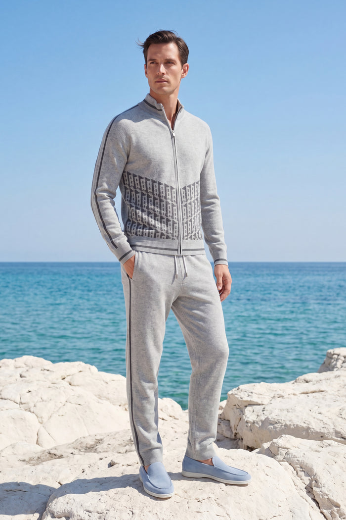 Enzo Cashmere Full-Zip Set Grey