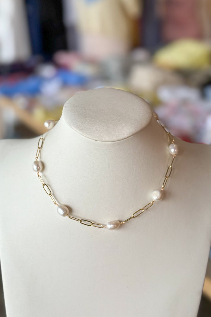 Freshwater Pearl Chain Link Necklace, Pearl Necklace, Necklaces, Adeline Boutique, Dallas Boutique, Accessories