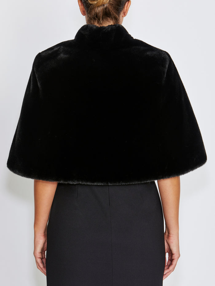 Gia Black Faux Fur Stole