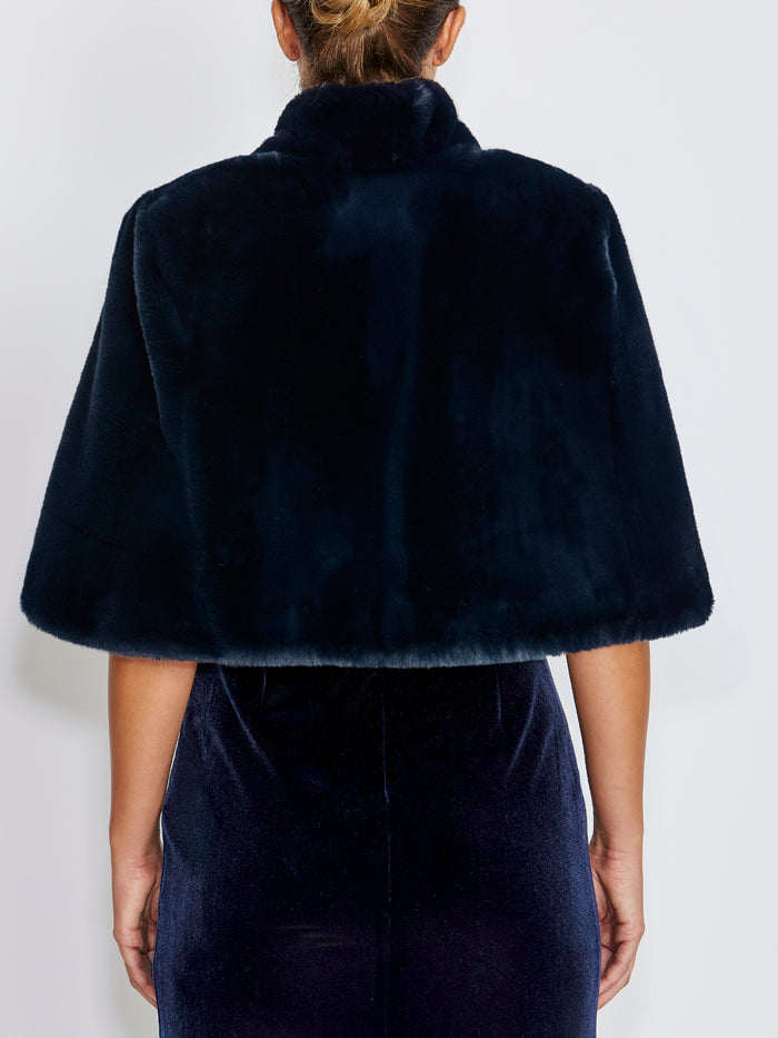 Gia Navy Faux Fur Stole