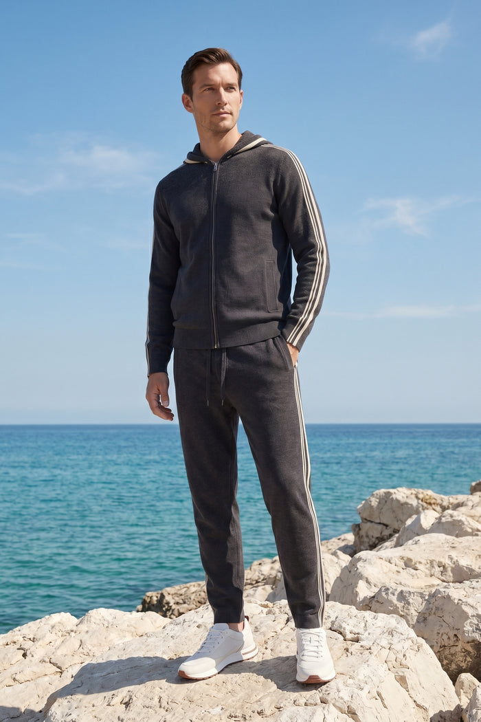 Giancarlo Hooded Zip Set Dark Grey