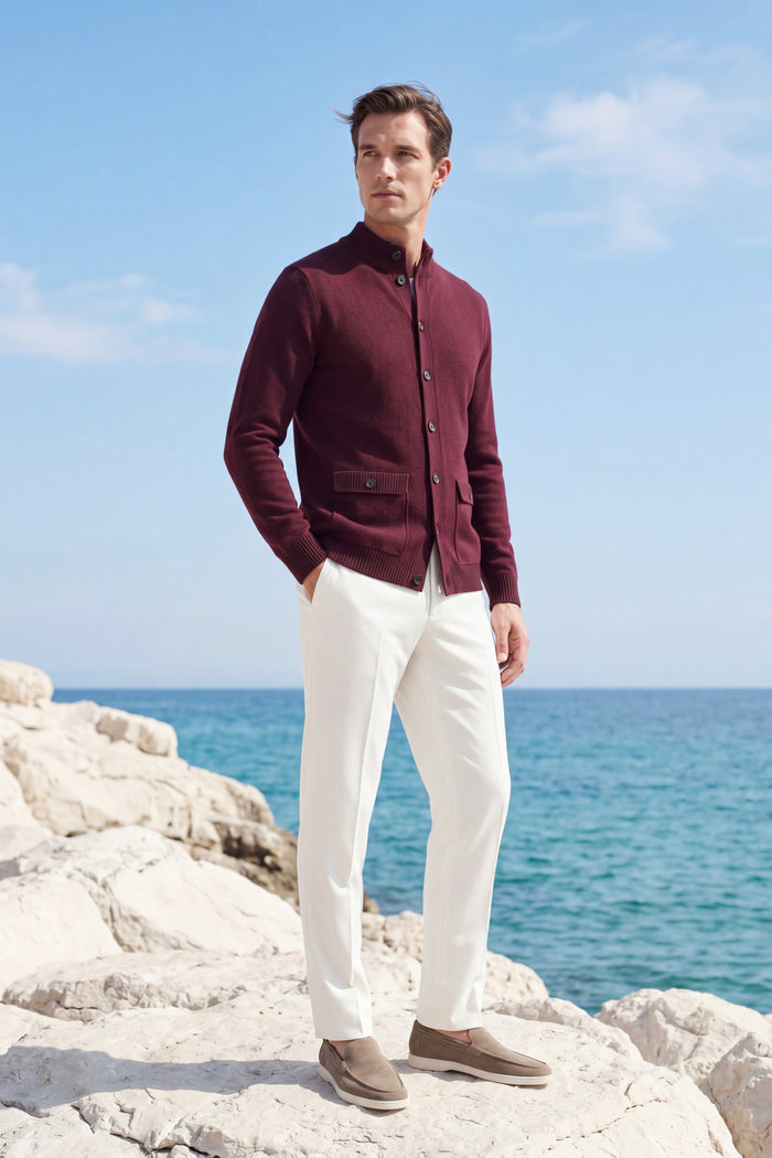Giotto Knit Cardigan Maroon