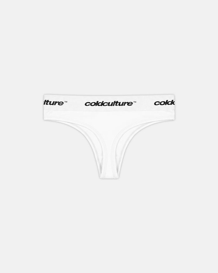 GIRLS CLUB THONG PACK WHITE AND GREY - white and grey thong two-pack, flat lay - Cold Culture