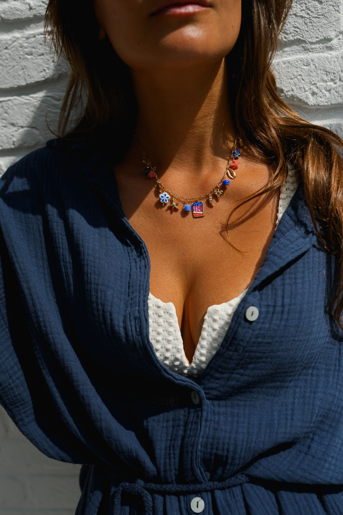 Gold and Blue Juma Necklace