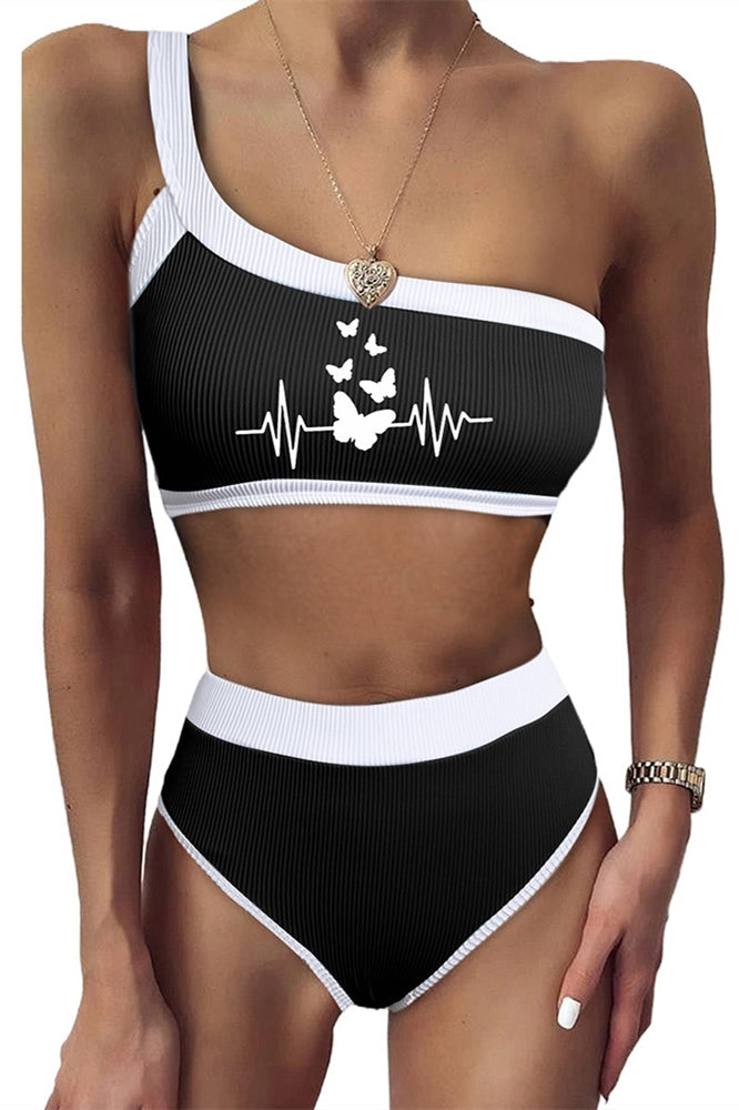 Green One-Shoulder Sports Style Swimsuit