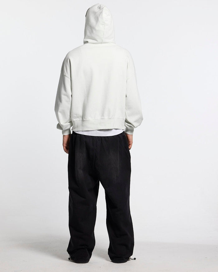 GREY OPS ZIP HOODIE LIGHT GREY - light grey camo trim zip-up hoodie, back view on male model - Cold Culture