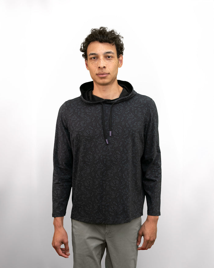 HORATIO PERUGIA PAISLEY HOODIE - BLACK