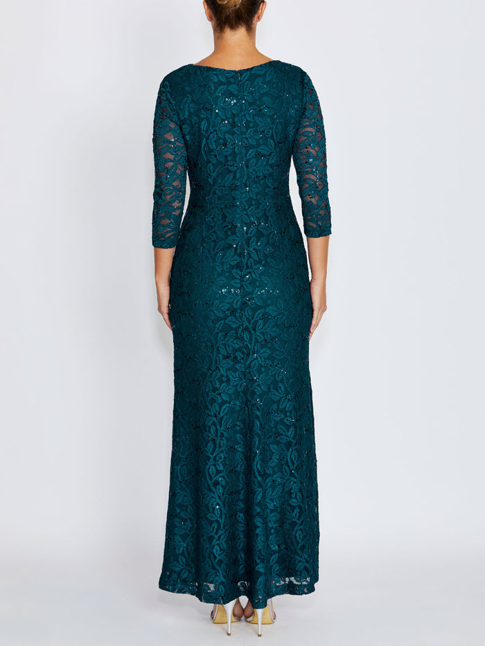 Leighton Teal Lace Gown