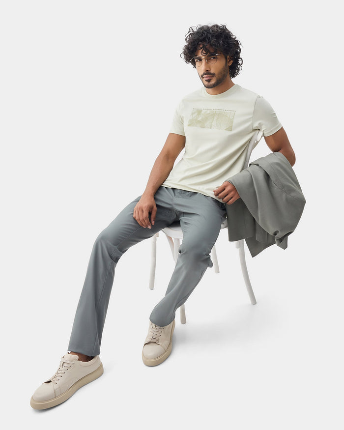 Light Green Crew Neck Printed T-Shirt - Supi
