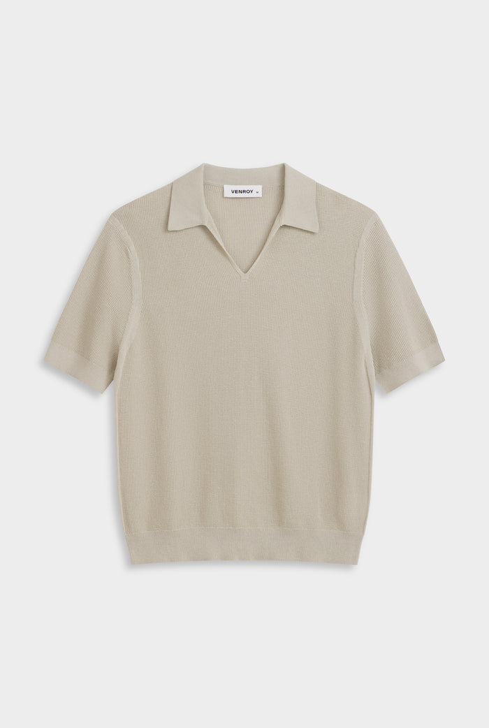 Lightweight Knit Polo - Taupe