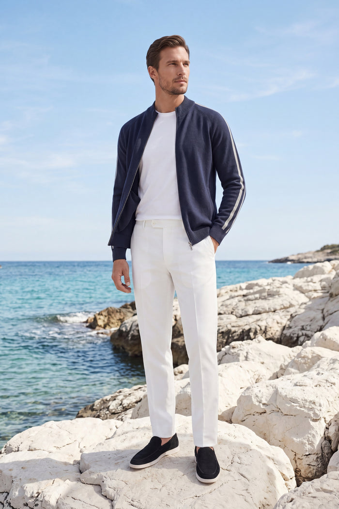Lorenti Cashmere Zip Knit Navy