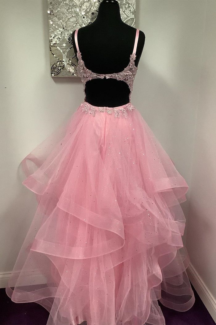 Lovely A-line Pink Multilayered Prom Dress